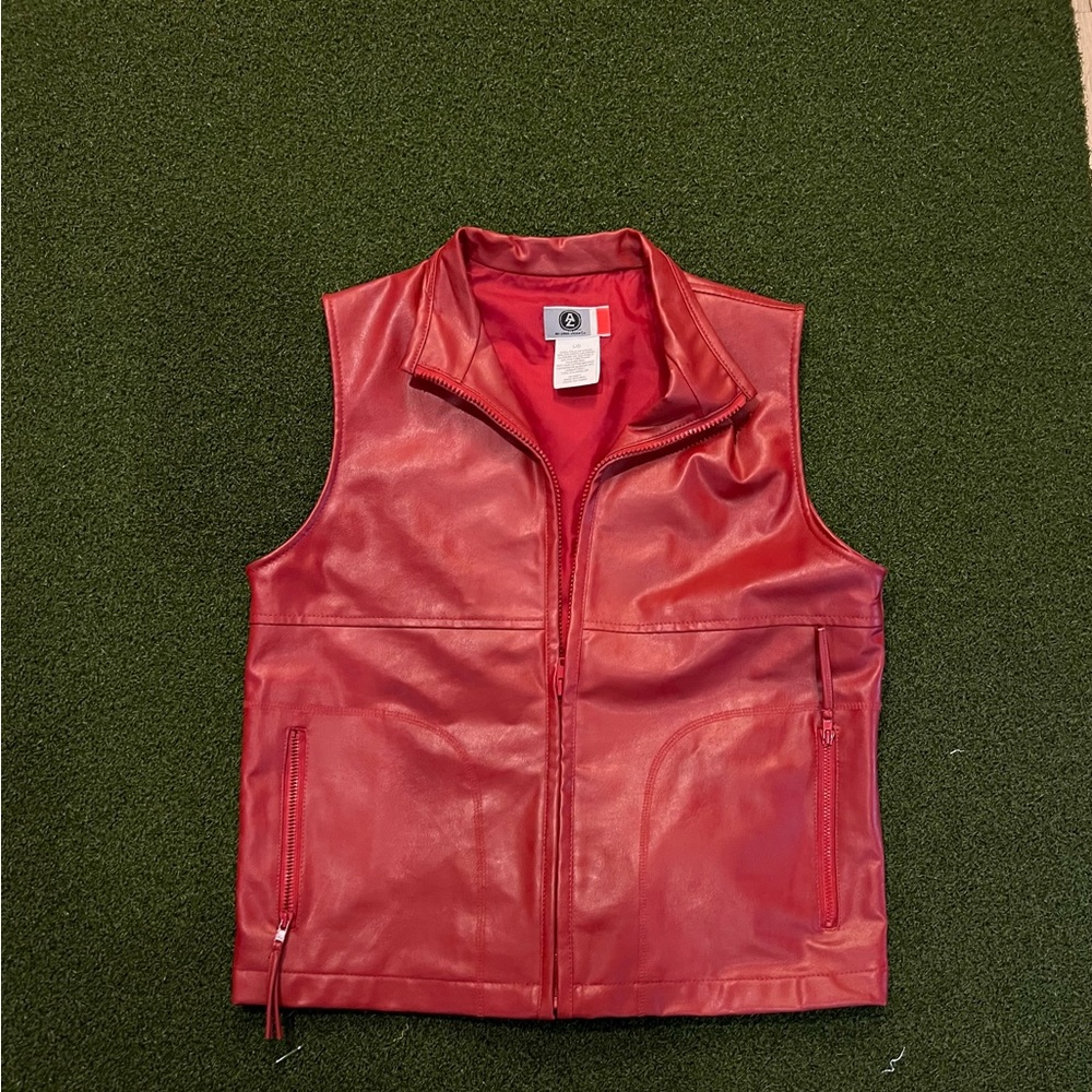 Red Vintage Arizona Jeans Co Leather Vest